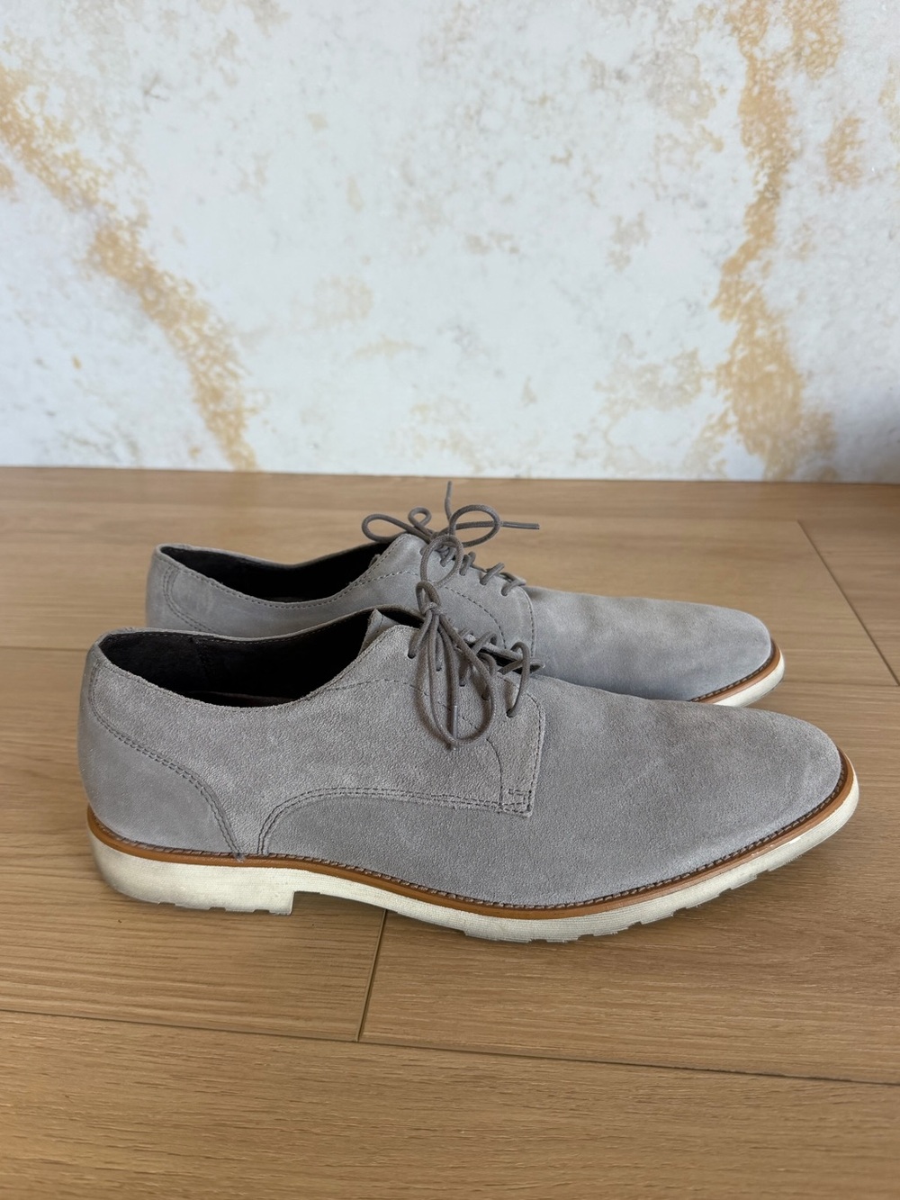 Light Gray Suede Derby Shoes
